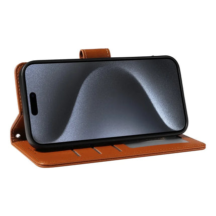 For iPhone 16 Pro Max Case RFID Blocking PU Leather Wallet Flip Phone Cover with Wrist Strap