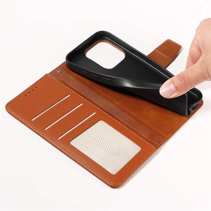 For iPhone 16 Pro Max Case RFID Blocking PU Leather Wallet Flip Phone Cover with Wrist Strap