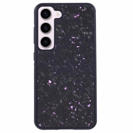 For Samsung Galaxy S23 Magnetic Case Forged Texture Aramid Fiber+TPU Anti-Slip Phone Cover - Purple
