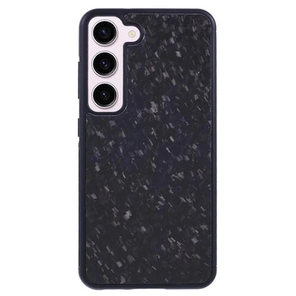 For Samsung Galaxy S23 Magnetic Case Forged Texture Aramid Fiber+TPU Anti-Slip Phone Cover - Black