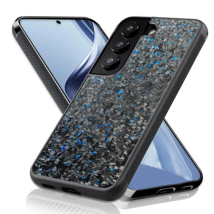 For Samsung Galaxy S23 Magnetic Case Forged Texture Aramid Fiber+TPU Anti-Slip Phone Cover - Blue