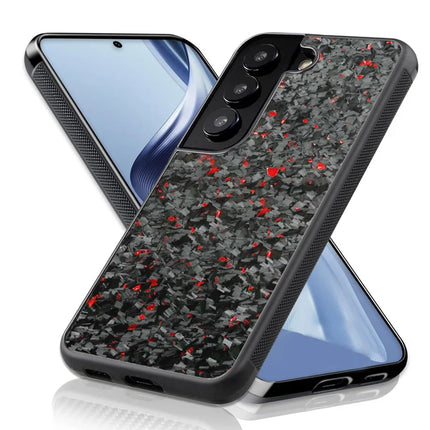 For Samsung Galaxy S23 Magnetic Case Forged Texture Aramid Fiber+TPU Anti-Slip Phone Cover - Red