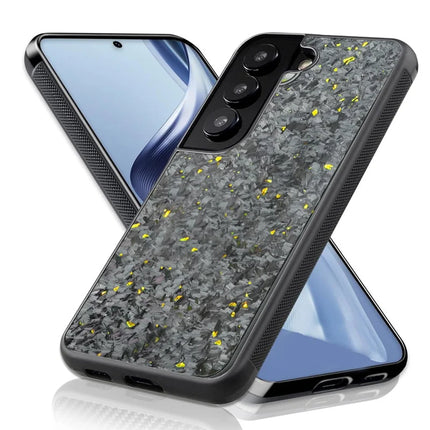 For Samsung Galaxy S23 Magnetic Case Forged Texture Aramid Fiber+TPU Anti-Slip Phone Cover - Gold