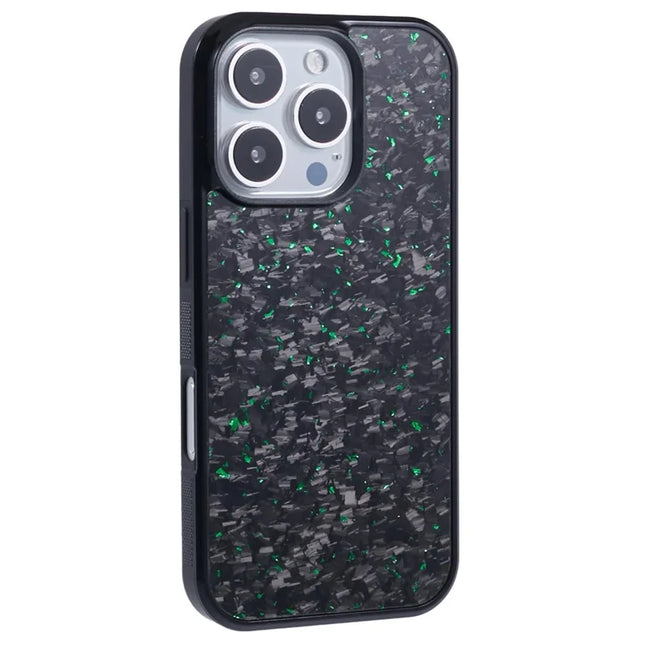 For iPhone 16 Pro Magnetic Case Forged Texture Aramid Fiber+TPU Anti-Slip Phone Cover - Green
