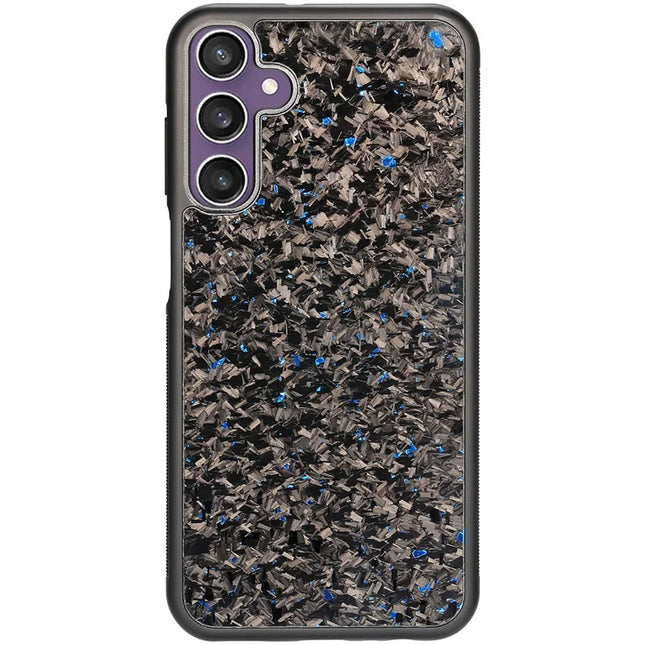 For Samsung Galaxy S23 FE Magnetic Case Forged Texture Aramid Fiber+TPU Anti-Slip Phone Cover - Blue