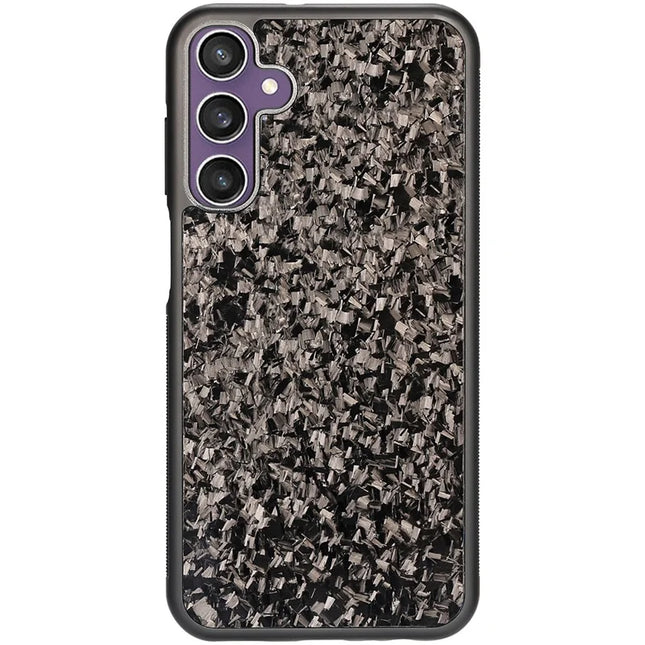 For Samsung Galaxy S23 FE Magnetic Case Forged Texture Aramid Fiber+TPU Anti-Slip Phone Cover - Black