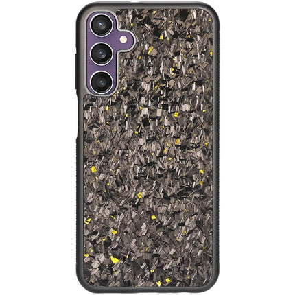 For Samsung Galaxy S23 FE Magnetic Case Forged Texture Aramid Fiber+TPU Anti-Slip Phone Cover - Gold