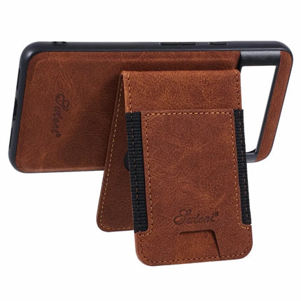 SUTENI H17 For Google Pixel 8a Magnetic Case Card Slots Leather+TPU Kickstand Phone Cover