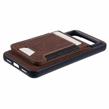 SUTENI H17 For Google Pixel 8a Magnetic Case Card Slots Leather+TPU Kickstand Phone Cover