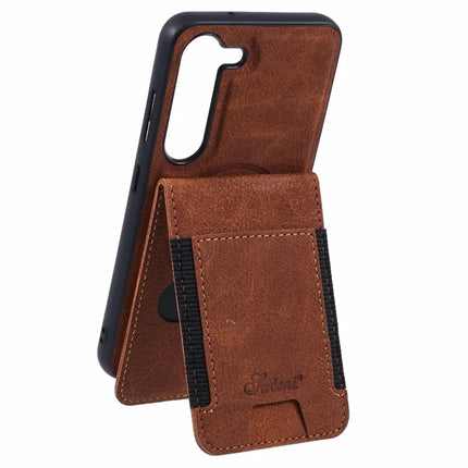 SUTENI H17 For Samsung Galaxy S23+ Magnetic Case Card Slots Leather+TPU Kickstand Phone Cover