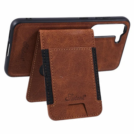 SUTENI H17 For Samsung Galaxy S23+ Magnetic Case Card Slots Leather+TPU Kickstand Phone Cover