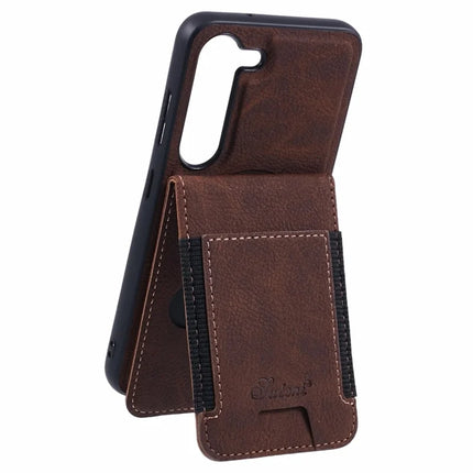 SUTENI H17 For Samsung Galaxy S23+ Magnetic Case Card Slots Leather+TPU Kickstand Phone Cover