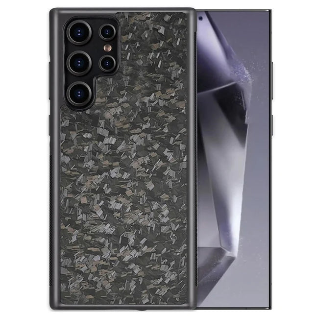 For Samsung Galaxy S23 Ultra Magnetic Case Forged Texture Aramid Fiber+TPU Anti-Slip Phone Cover - Black