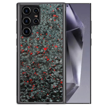 For Samsung Galaxy S23 Ultra Magnetic Case Forged Texture Aramid Fiber+TPU Anti-Slip Phone Cover - Red