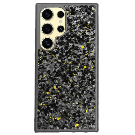 For Samsung Galaxy S23 Ultra Magnetic Case Forged Texture Aramid Fiber+TPU Anti-Slip Phone Cover - Gold