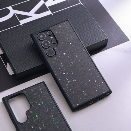 For Samsung Galaxy S23 Ultra Magnetic Case Forged Texture Aramid Fiber+TPU Anti-Slip Phone Cover