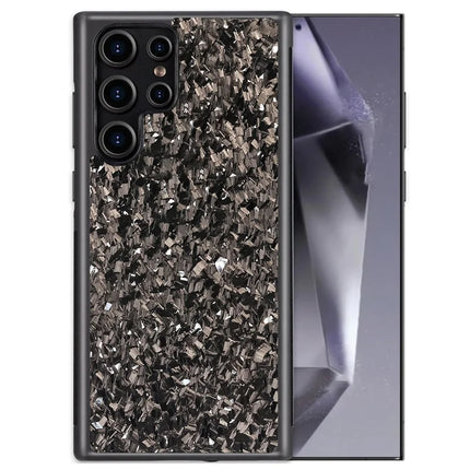 For Samsung Galaxy S23 Ultra Magnetic Case Forged Texture Aramid Fiber+TPU Anti-Slip Phone Cover - Silver