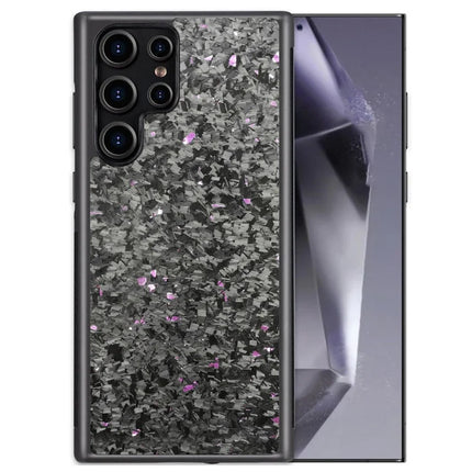 For Samsung Galaxy S23 Ultra Magnetic Case Forged Texture Aramid Fiber+TPU Anti-Slip Phone Cover - Purple