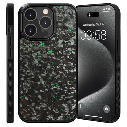 For iPhone 12 Pro Max Magnetic Case Forged Texture Aramid Fiber+TPU Anti-Slip Phone Cover - Green