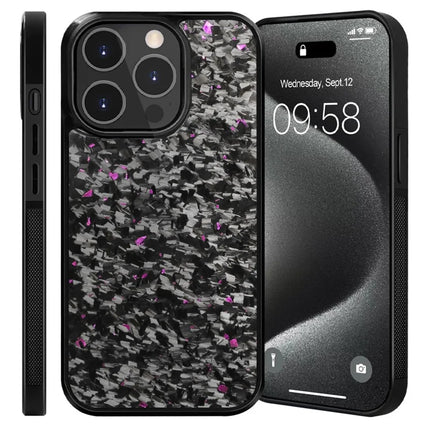 For iPhone 12 Pro Max Magnetic Case Forged Texture Aramid Fiber+TPU Anti-Slip Phone Cover - Purple