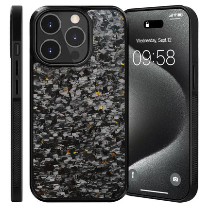 For iPhone 12 Pro Max Magnetic Case Forged Texture Aramid Fiber+TPU Anti-Slip Phone Cover - Gold