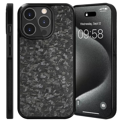 For iPhone 12 Pro Max Magnetic Case Forged Texture Aramid Fiber+TPU Anti-Slip Phone Cover - Black