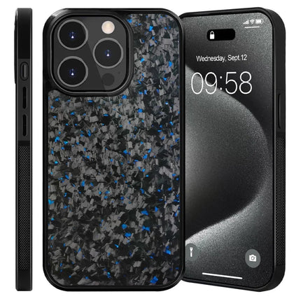 For iPhone 13 Pro Max Magnetic Case Forged Texture Aramid Fiber+TPU Anti-Slip Phone Cover - Blue