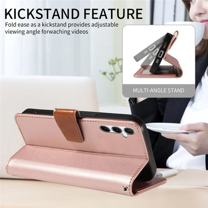 For Samsung Galaxy A54 5G Case RFID Blocking PU Leather Wallet Flip Phone Cover with Wrist Strap