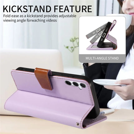 For Samsung Galaxy A54 5G Case RFID Blocking PU Leather Wallet Flip Phone Cover with Wrist Strap
