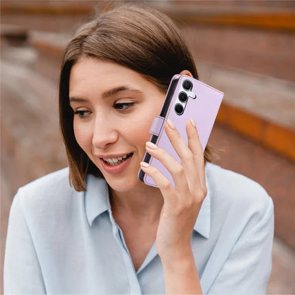For Samsung Galaxy A54 5G Case RFID Blocking PU Leather Wallet Flip Phone Cover with Wrist Strap