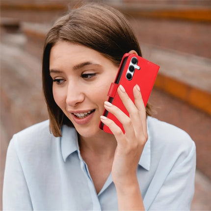 For Samsung Galaxy A54 5G Case RFID Blocking PU Leather Wallet Flip Phone Cover with Wrist Strap