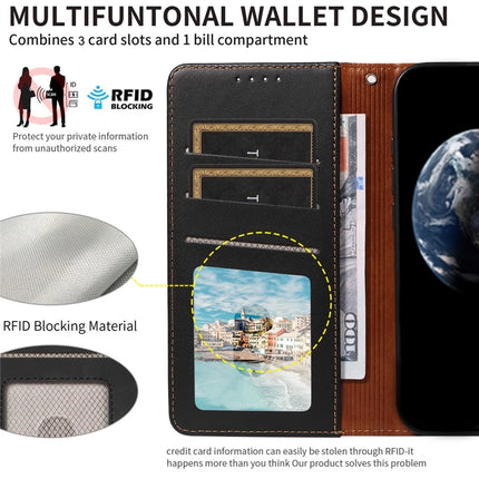 For Samsung Galaxy A54 5G Case RFID Blocking PU Leather Wallet Flip Phone Cover with Wrist Strap