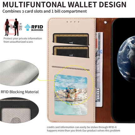For Samsung Galaxy A55 5G Case RFID Blocking PU Leather Wallet Flip Phone Cover with Wrist Strap