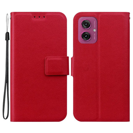 For Motorola Moto G55 5G Case Ultra-Thin PU Leather + TPU Phone Cover with Card Slot - Red