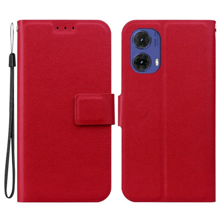 For Motorola Moto G85 5G Case Ultra-Thin PU Leather + TPU Phone Cover with Card Slot - Red