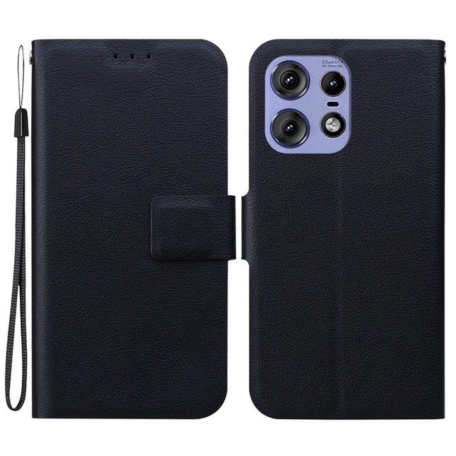 For Motorola Edge 50 Pro 5G Case Ultra-Thin PU Leather + TPU Phone Cover with Card Slot - Black