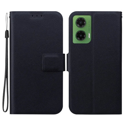 For Motorola Moto G35 5G Case Ultra-Thin PU Leather + TPU Phone Cover with Card Slot - Black