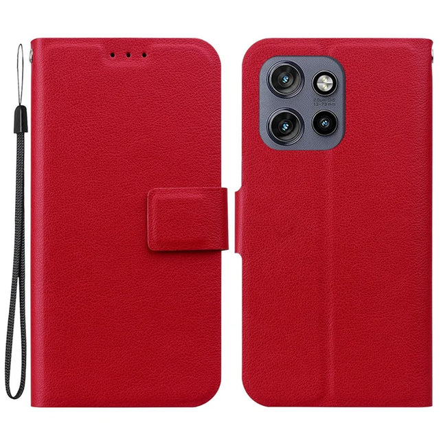For Motorola Edge 50 Neo 5G / Moto S50 5G / Thinkphone 25 5G Case Ultra-Thin PU Leather + TPU Phone Cover with Card Slot - Red