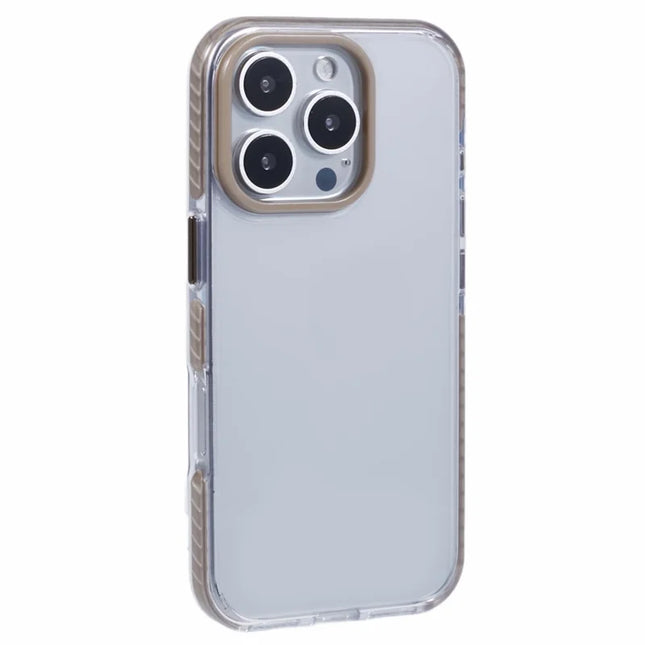 For iPhone 16 Pro Max Clear Case TPU+PC Shockproof Phone Back Cover - Khaki