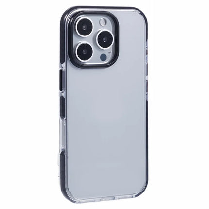 For iPhone 16 Pro Max Clear Case TPU+PC Shockproof Phone Back Cover - Black