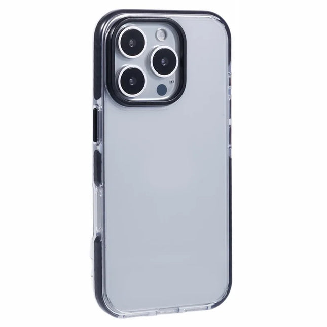 For iPhone 16 Pro Max Clear Case TPU+PC Shockproof Phone Back Cover - Black