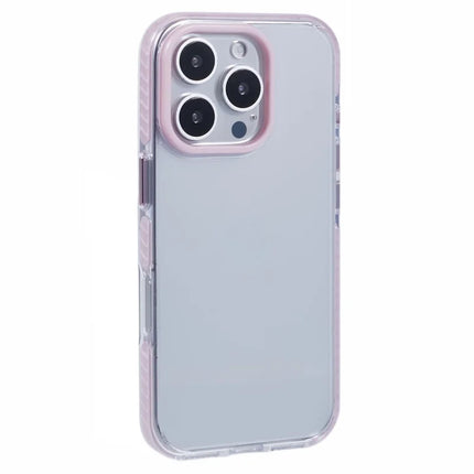 For iPhone 16 Pro Max Clear Case TPU+PC Shockproof Phone Back Cover - Pink