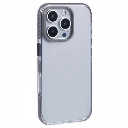 For iPhone 16 Pro Max Clear Case TPU+PC Shockproof Phone Back Cover - Grey