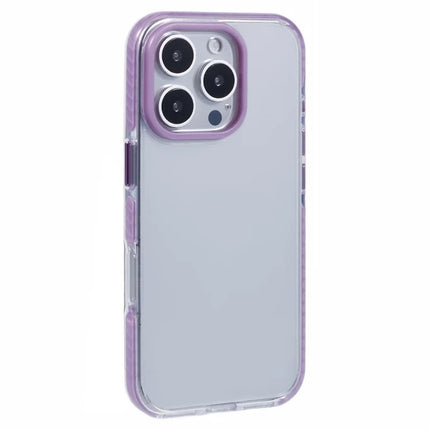 For iPhone 16 Pro Max Clear Case TPU+PC Shockproof Phone Back Cover - Purple