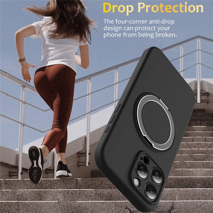 For iPhone 13 Pro Max Case Compatible with MagSafe Metal Kickstand PC + Silicone Phone Cover