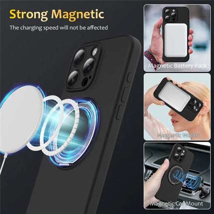 For iPhone 13 Pro Max Case Compatible with MagSafe Metal Kickstand PC + Silicone Phone Cover