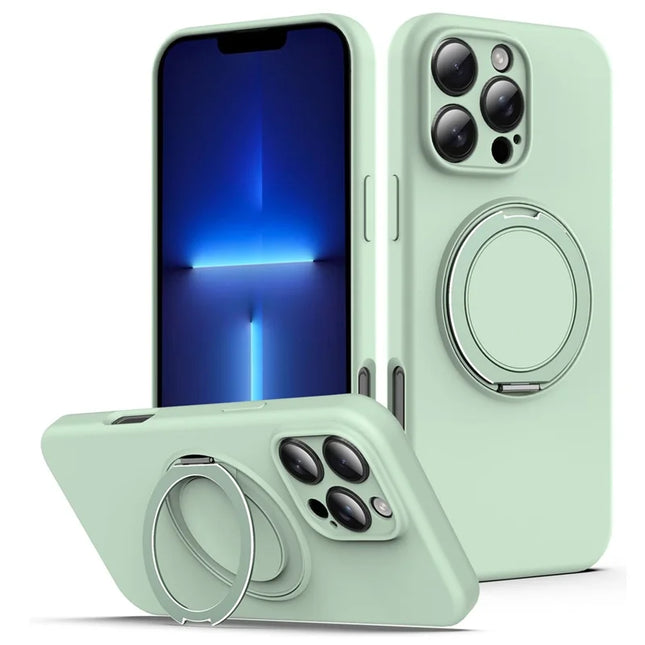 For iPhone 13 Pro Max Case Compatible with MagSafe Metal Kickstand PC + Silicone Phone Cover - Light Green