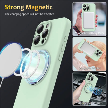 For iPhone 13 Pro Max Case Compatible with MagSafe Metal Kickstand PC + Silicone Phone Cover