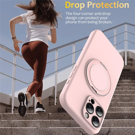 For iPhone 13 Pro Max Case Compatible with MagSafe Metal Kickstand PC + Silicone Phone Cover