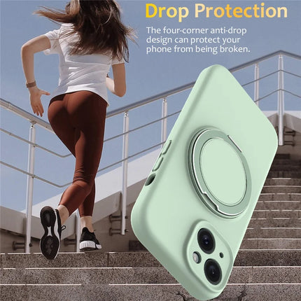 For iPhone 13 Case Compatible with MagSafe Metal Kickstand PC + Silicone Phone Cover